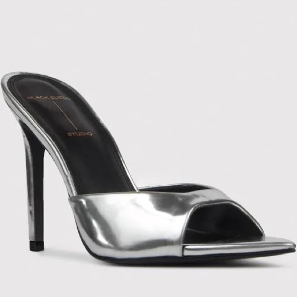 😎 Black Suede Studio Brea 100 heels mirrored silver - Picture 2 of 13